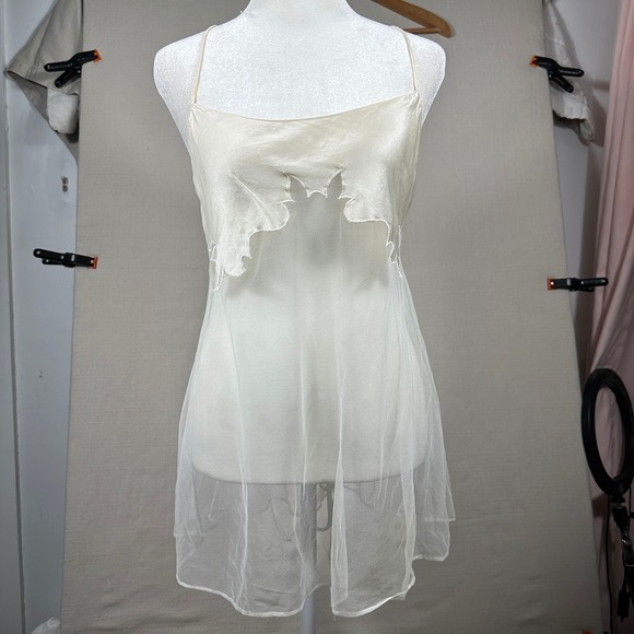 Victoria's Secret Other - Victoria's Secret Babydoll Chemise Womens XS Ivory Good Sheer Mesh Satin Slip